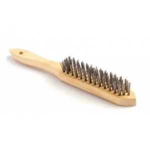 Spazzola in legno con 4 file di setole in acciaio
