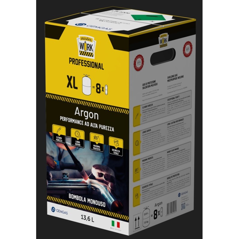 Bombola gas a perdere ARGON + CO² 14 litri